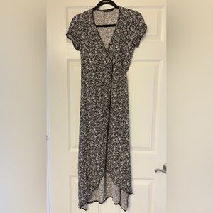 Black and White Asymmetrical Wrap Dress